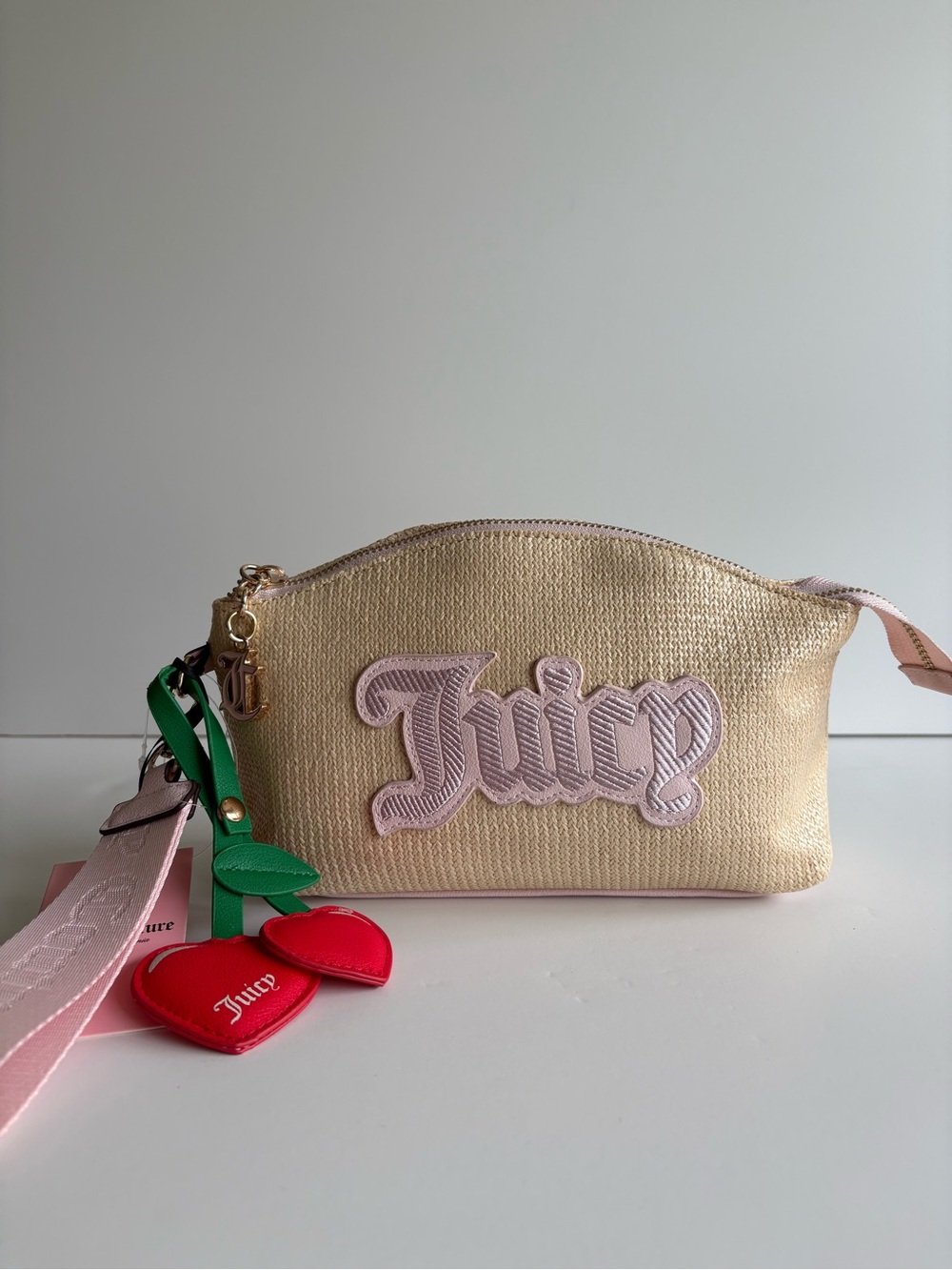 Juicy Couture Paradise Triangle Gusset Straw Cosmetic Pouch NWT